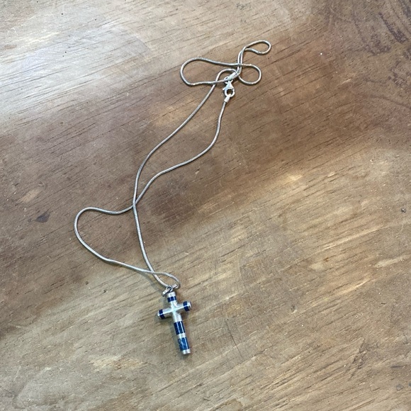 🇮🇹 sterling Silver and stone cross - Picture 2 of 12